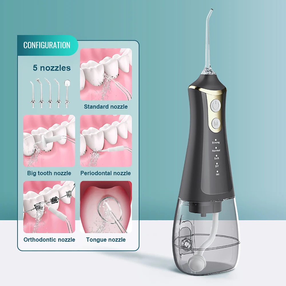 Portable Irrigator Dental Floss DIY Mode 5 Jets Water Flosser Pick Mouth Washing Machine Cleaning Teeth Toothpicks with Thread