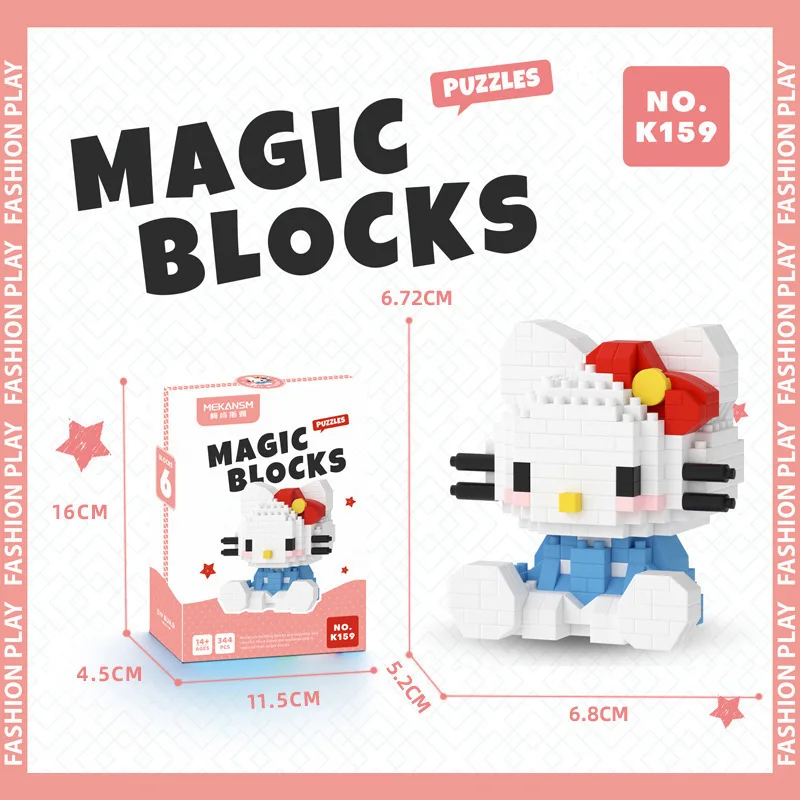 산리오 헬로 키티 마이크로 빌딩 블록, 포차코 시나모롤 쿠로미 조립 3D 모델, 마이 멜로디 미니 브릭, 피규어 장난감