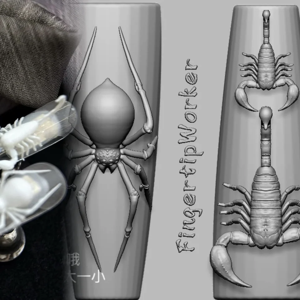 

1pc Spider Scorpion 3D Acrylic Nail Mold Nail Art Decorations Nails DIY Silicone Nail Stamping Plates Nails Products Nail