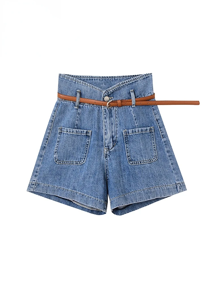 

Y2K Retro Solid Color Women Denim Shorts 2023 Fashion New A-line High Waist Female Cozy Jeans American Style Vintage Streetwear