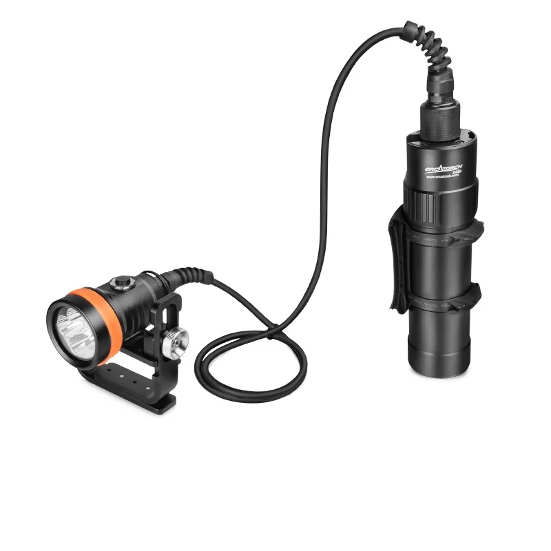 OrcaTorch D630 V2.0, 캐니스터 다이브 라이트, 5* CREE LED, 최대 4600루멘, 7 ° 빔 각도, 가장 밝은 모드에서 5시간 동안 작동 가능