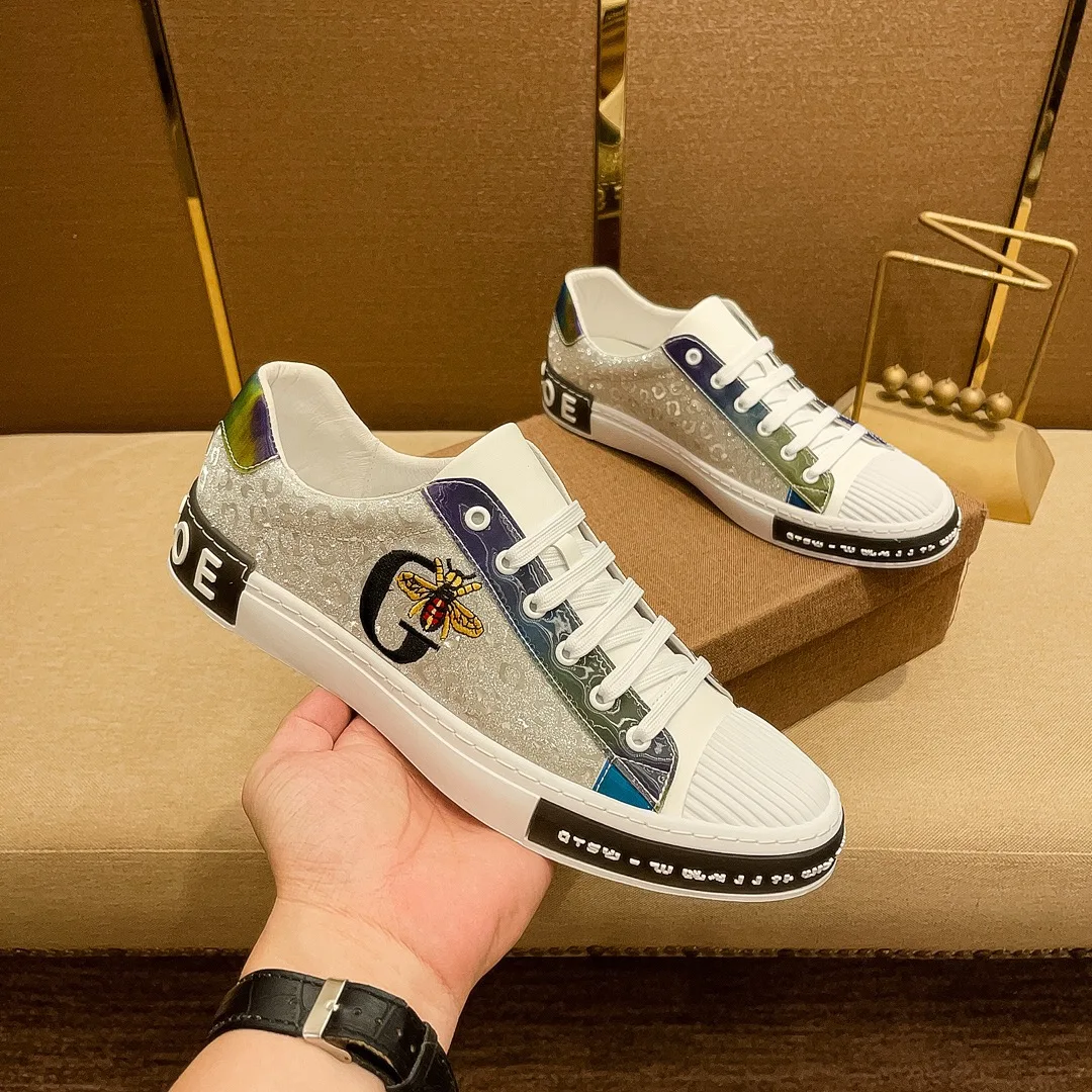 Italia Designer Scarpe Casual Da Uomo Moda Di Lusso In Vera Pelle Business Leather Bee Shoes Sneakers Classiche Sportive Stringate