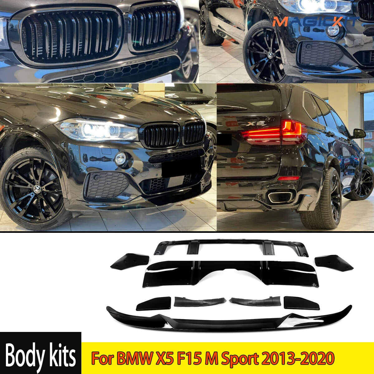 MagicKit Front Splitter & Rear Diffuser Aero Body Kits For BMW X5 F15 M Sport 2013-2020
