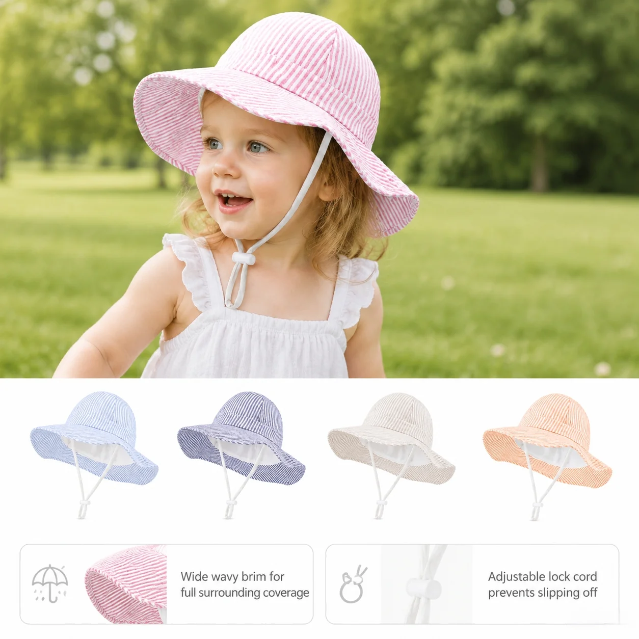 Baby Sun Hat Toddler Sun Protection Bucket Hats for Boys Girls Infant Wide Brim Beach Hat Baby Bucket Hat