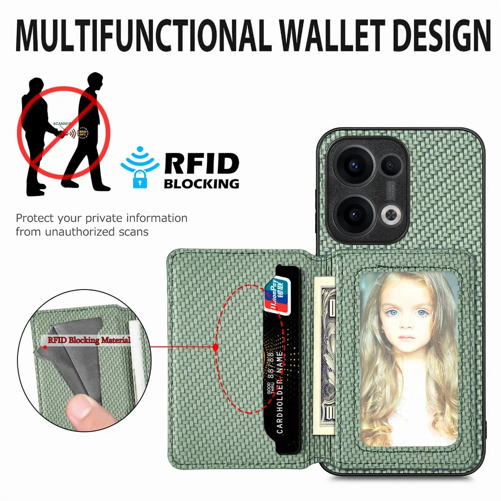 Luxury Anti-Theft Leather Wallet Case with Magnetic Back Panel