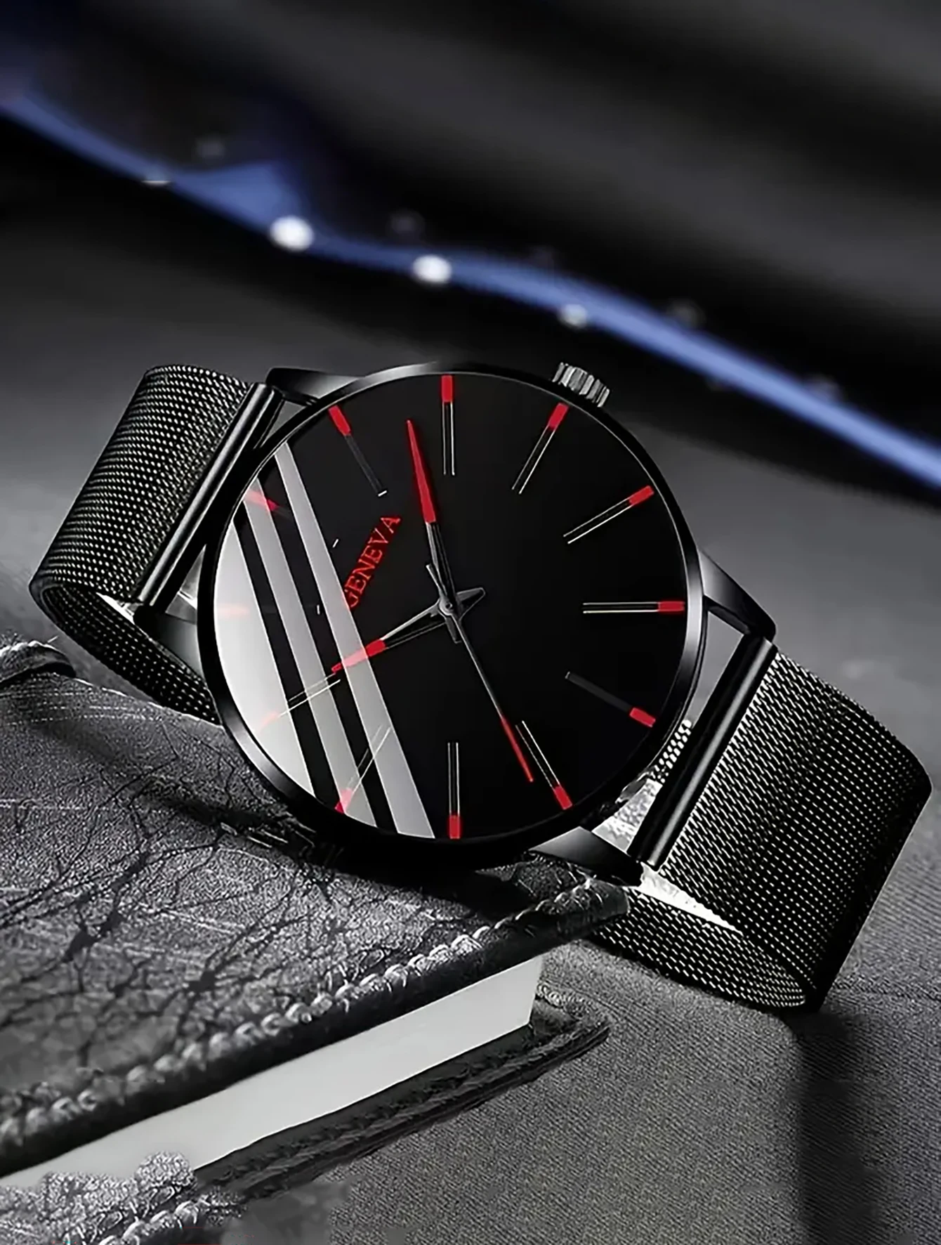 2PCS casual round zinc alloy case fashionable quartz watch