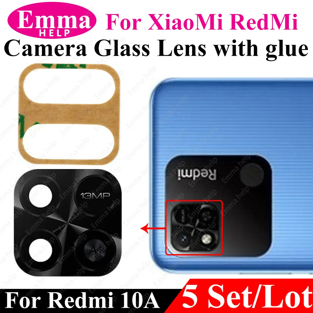 5Pcs Rear Camera Glass Lens with Adhesive Sticker For Xiaomi Redmi 10A 10C 9T 9C 9A 9 8A 7A 6A 6Pro Back Rear Phone Accessorie phone camera lens,camera lens cover