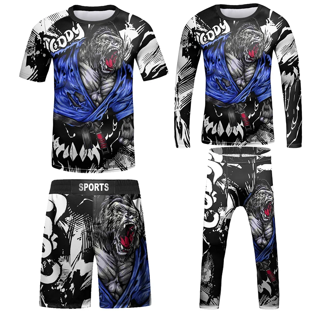 Kids MMA Compression Jersey BJJ Rashguard Boys Baby Girl Clothing Set Boxing T-shirt Shorts Bear Sweatshirt Pants Suits Outfits sports apparel