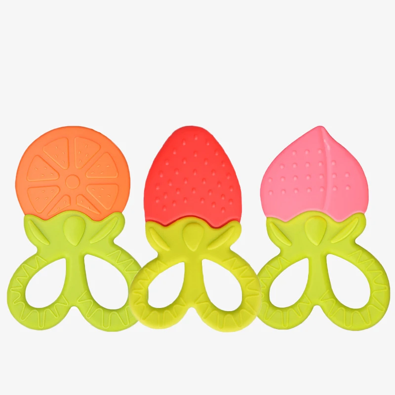 

Baby Teether Fruit Soft Rubber Rattle Toy Newborn Chews Food Grade Silicone Teethers Infant Training Bed Toy Chew Toys Kid