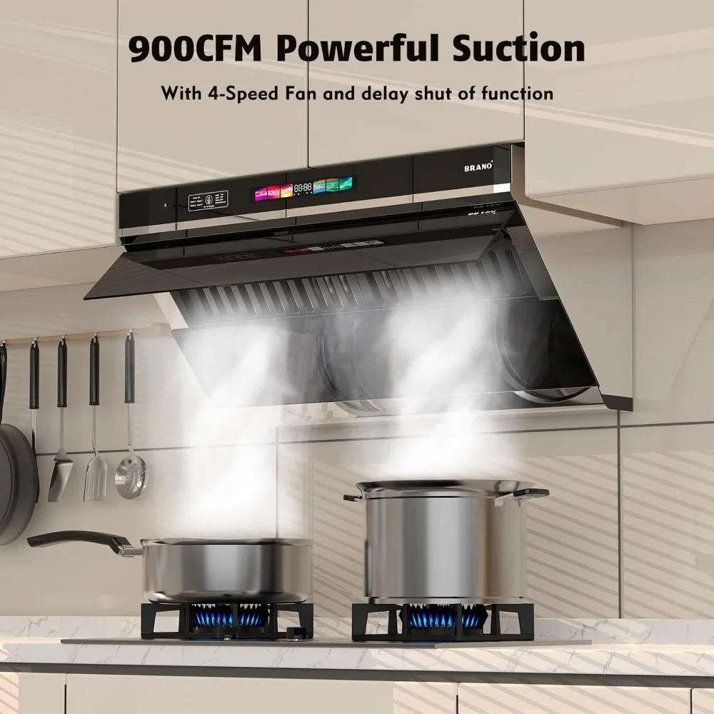 30 inch Under Cabinet Range Hood, 900 CFM Kitchen Hood with Voice/Gesture/Touch Control,Ducted/Ductless 3