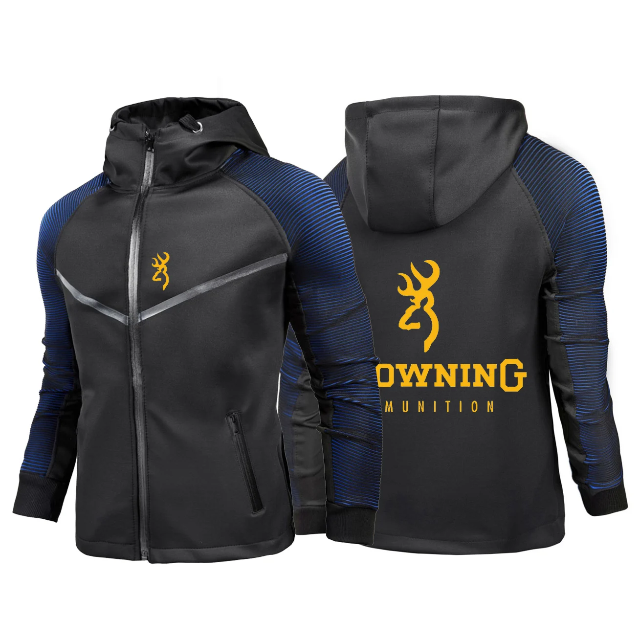 

2023 Spring Autumn BROWNING Logo Print Slim Fit Racing Clothes Jacket Mens Casual Gradient Color Comfortable Hooded Hoodies Coat