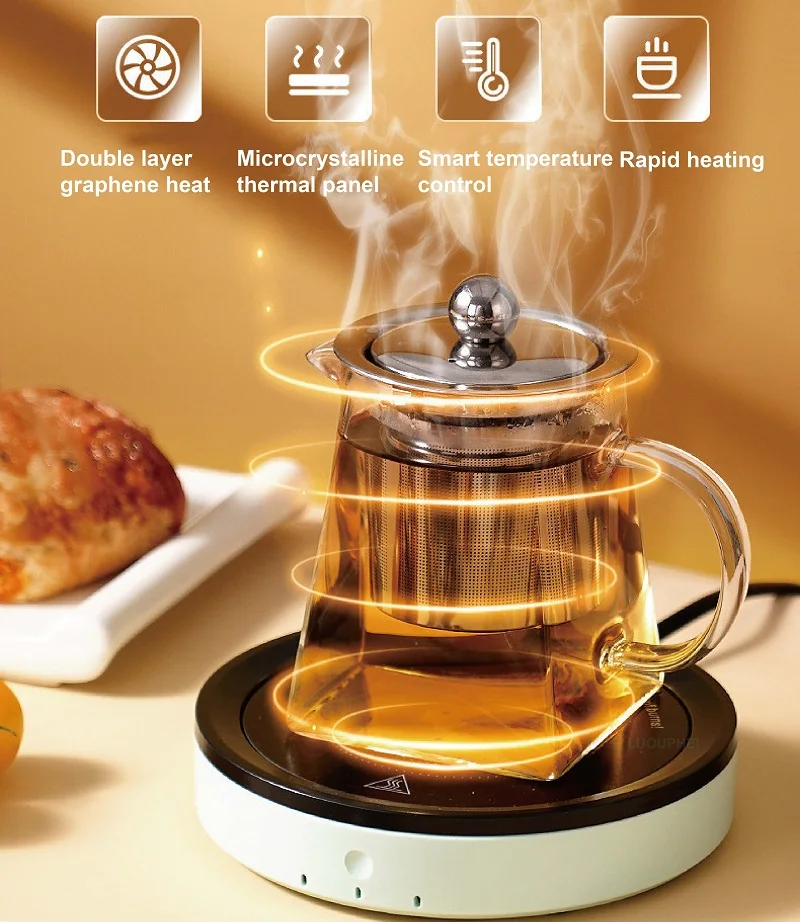 110V/220V Cup Heater Adjust Temperature Hot Milk Insulated Warm Cup Base 80&deg;C Constant Temperature Coffee Heater Tea Maker