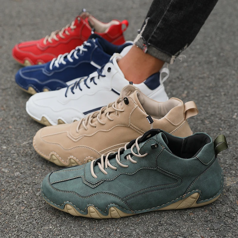 New Retro Men's Nude Boots Fashionable Comfortable Soft Sole Shoes 2025 High Top Breathable Rubber Luxury Brand Motorcycle Boots