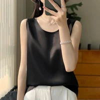 Women Tops Solid Spring Summer Casual Crop Tops Sexy O-neck Tank Tops Office Lady Pink White Top 2024 Fashion Korean Tank Top - Image 5