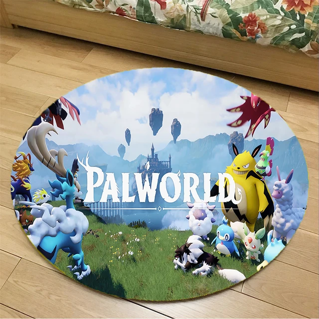 Palworlded Round Floor Mat Flannel Carpet Living Room Bath Rug Cartoon Anime Party Decoration Fashion Kids Birthday Cute Gifts