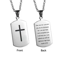 Cross Bible Men's Necklace with ''Be Strong and Courageous ''Dog Tag Pendant Religious Jewelry 24Inch Chain 1