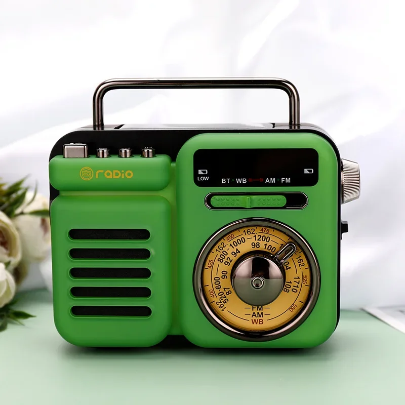 

Retro Radio Small Speaker Outdoor Emergency Manual Power Generation Solar Portable Bluetooth Speaker caixa de som Bluetooth