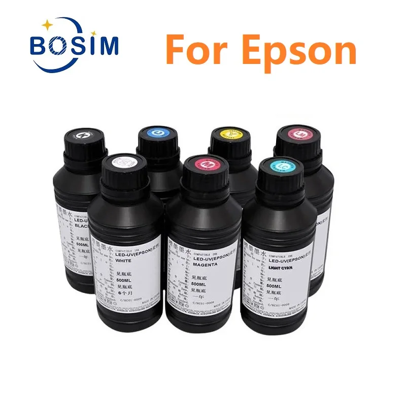 500ml UV ink for Epson xp600 tx800 i1600 i3200 4720 L1800 L1850 1390 UV Curing LED ink for Flatbed DTF Wall Printers