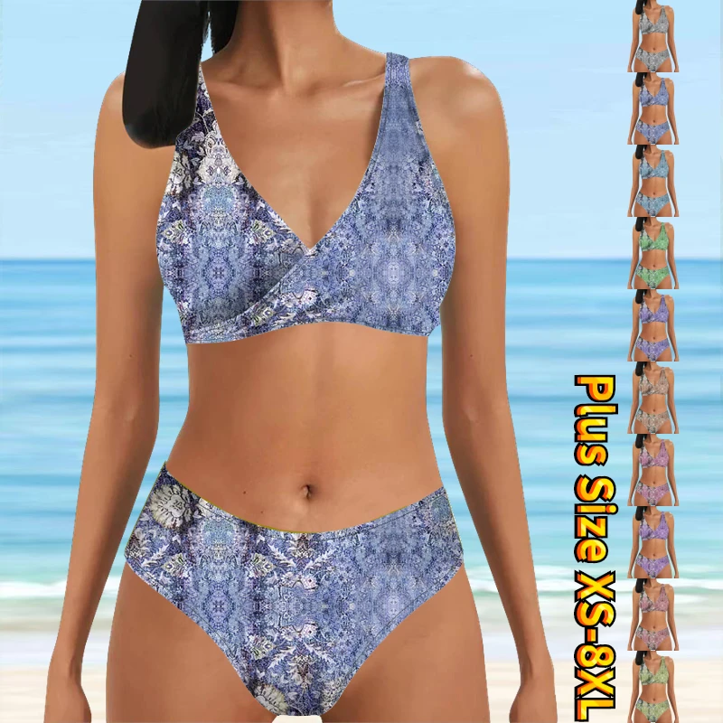 

2023 Women's Fashion Two Piece Summer Swimwear Beach Swimwear Monokini New Women's Sexy Bikini Set New Design Printed Swimwear