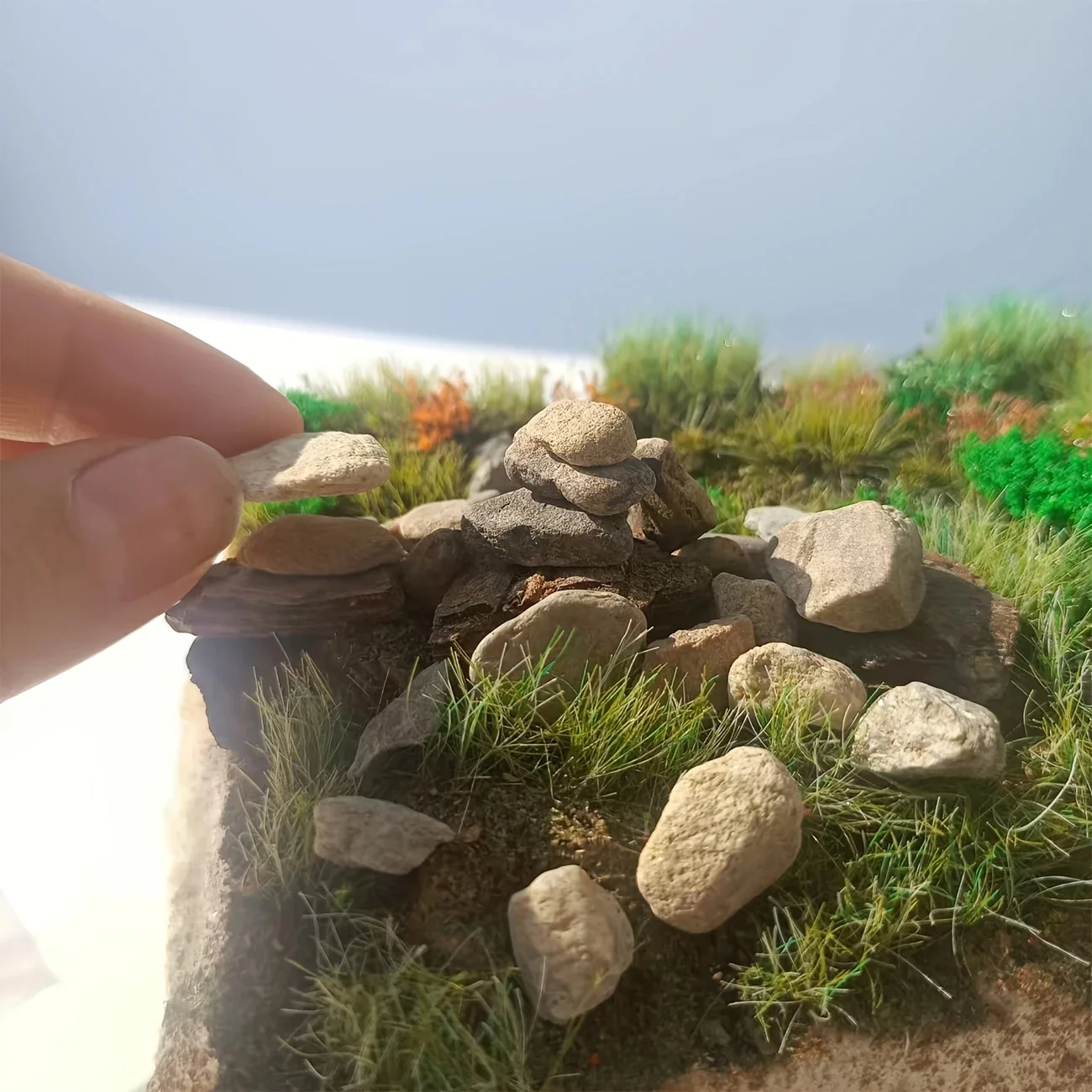 50g/봉투 0.1-2.5cm 시뮬레이션 철도궤도 자갈 미니 자갈돌 모형 기차 디오라마 풍경 조립 용품