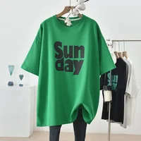 Plus Size Plus Size Women's Korean Style Loose Fit T-Shirt Semi-Slimming Slim Fit Short Sleeve Summer Tops Large Size Clothing
