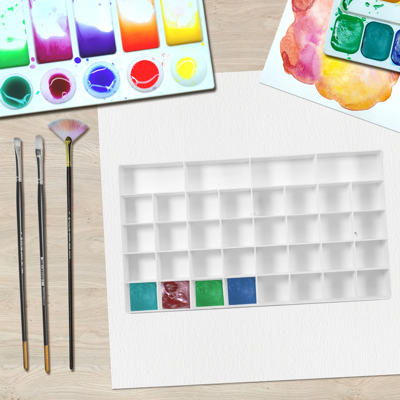 36 Compartments Artist Paint Saver Palette Box Painting Storage Tray with Lid Plastic Painting Tray with Soft Cover for Gouache