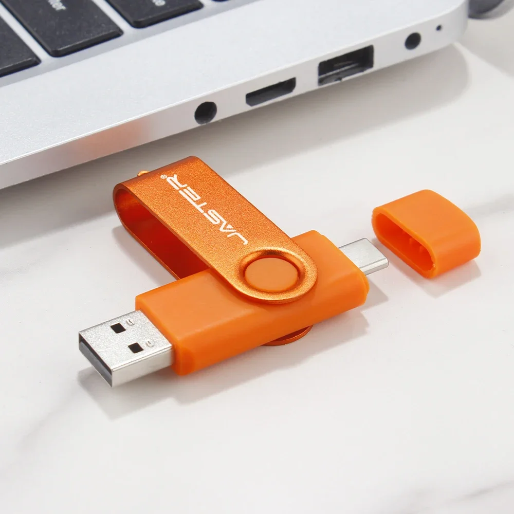 JASTER 오렌지 USB 플래시 드라이브, 사진 스튜디오 USB 스틱 2.0, 회전식 펜 드라이브, 4GB 크리에이티브 선물, 128GB, 64GB, 32GB, 16GB, 8GB