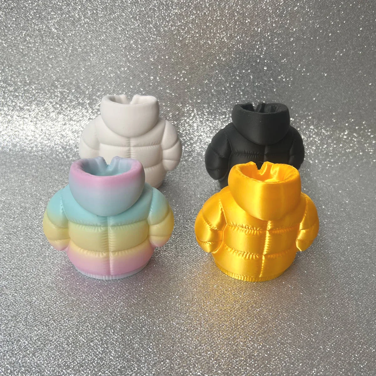 Sustainable 3D Printed Down Jacket Design Pen Holder - Creative Desktop Ornament & Home Décor Gift