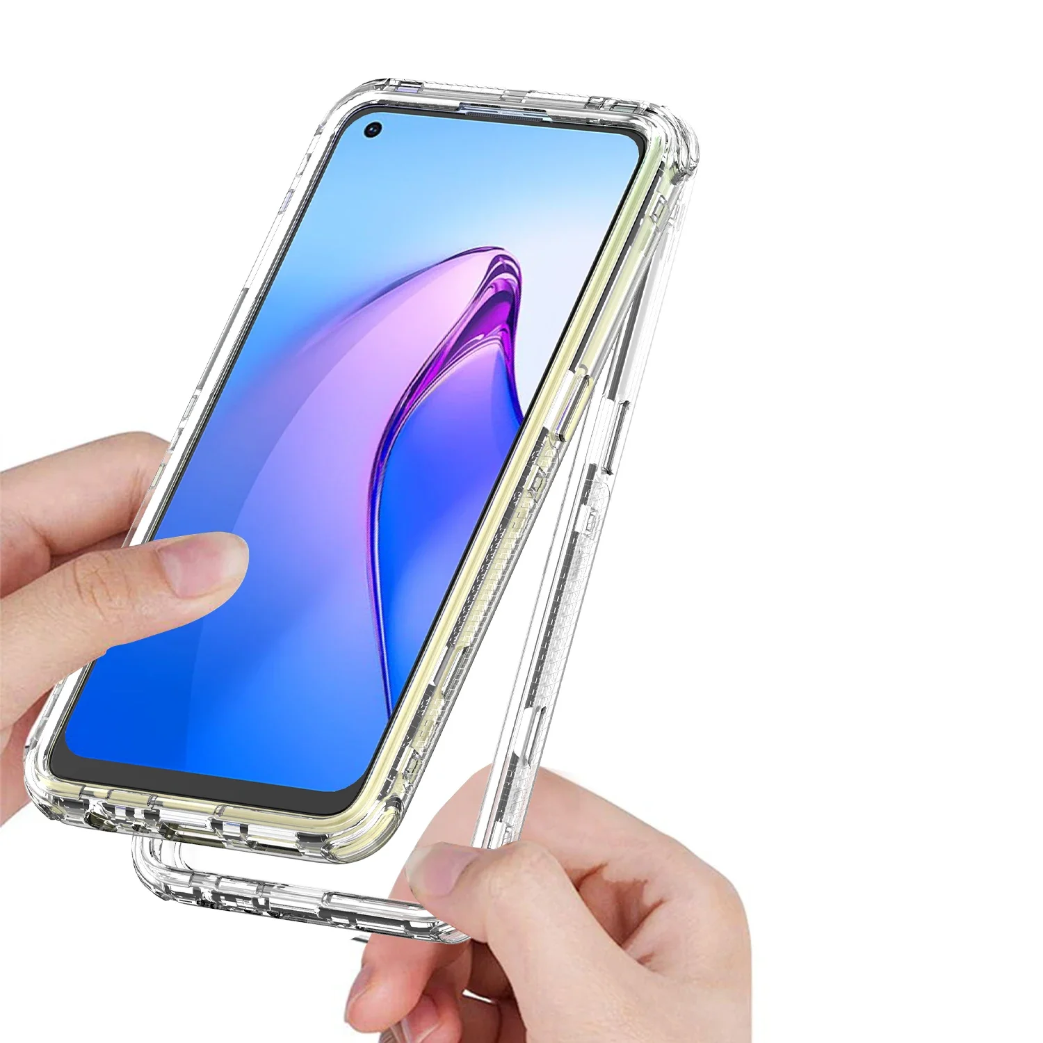 3-in-1 Hybrid Armor Shockproof Phone Case with Hard Plastic Frame and Transparent TPU Back