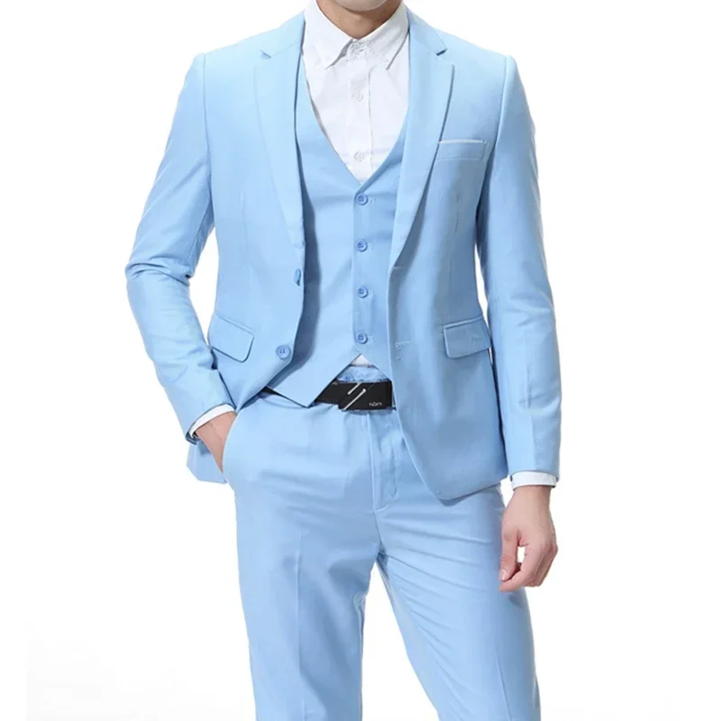 2024 New Business Casual Suit Three-piece Groom Best Man Wedding Suit Suit Korean Version Slim Professional Formal