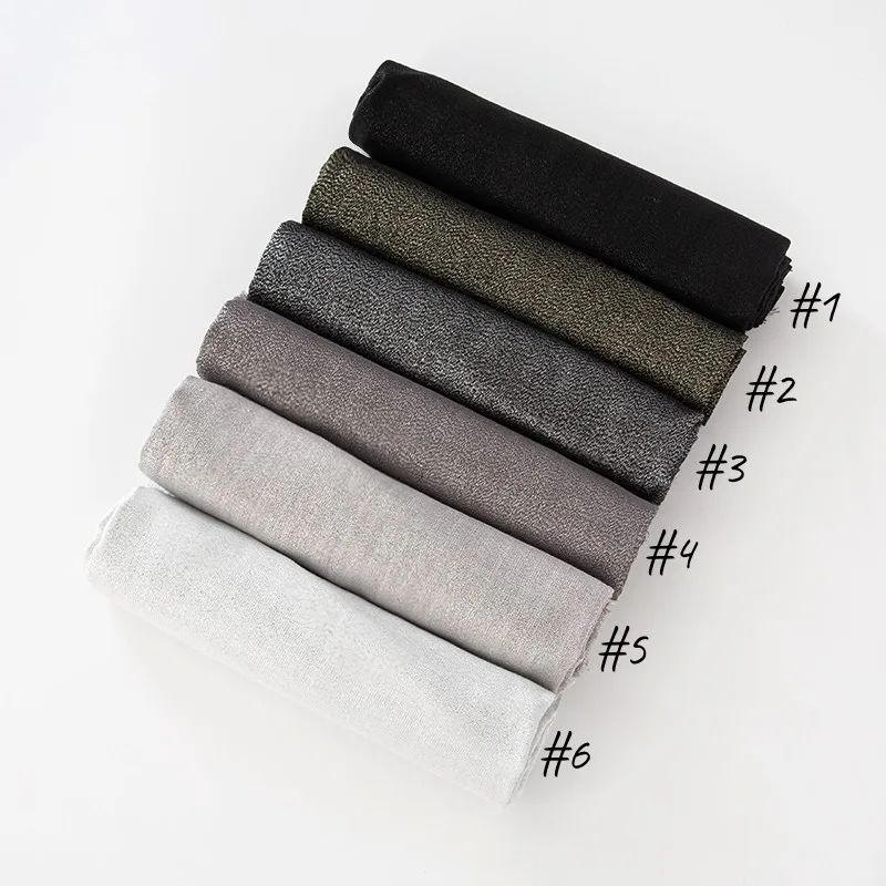 Lastest Brand Design Scarf Shiny Solid Color Shawls Rayon Fabric Gold Silk Silver Wire Head Shawl Fringe Hijab For Women 5