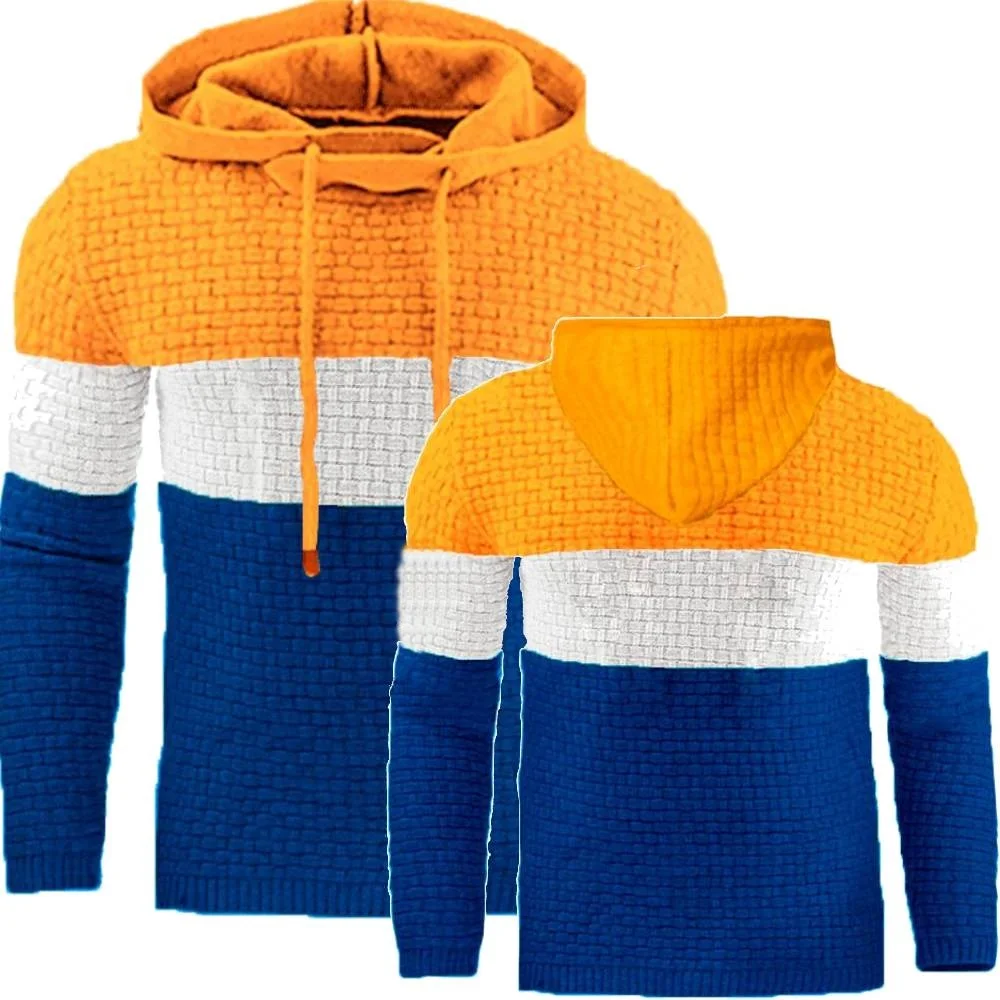 Autumn And Winter Men Jacquard Hoodie Long Sleeve Hoodie Warm Color Hoodie Sweatshirt Coat Warm Jacket European size S-5XL