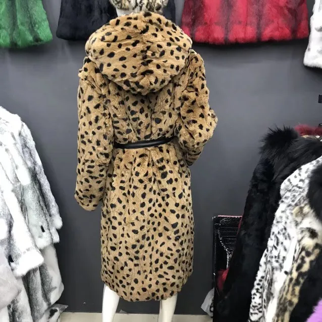 Real Rex Rabbit Natural Fur Coat Female Hoodies Zipper Poncho Jackets Winter Clothes Woman Fluffy Fur Warm Fashion Coat Big Size