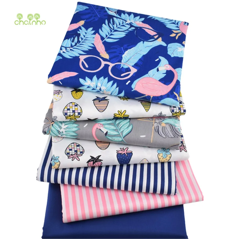 Chainho,Printed Twill Weave Cotton Fabric,DIY Sewing Quilting Material,Patchwork Cloth,Cartoon Series,7 Designs,2 Sizes,15C87