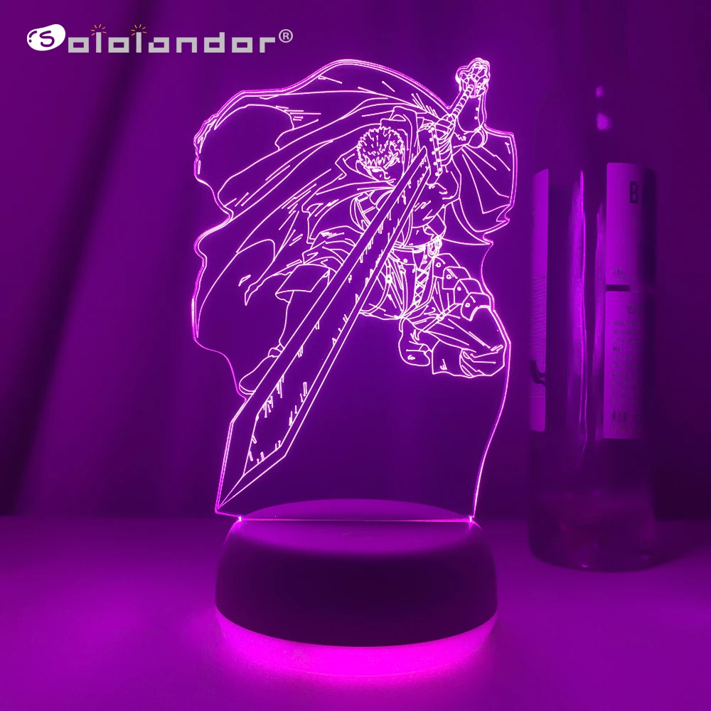 

Manga 3d Lamp Berserk Guts Figure for Children's Room Decor Night Light Kids Bithday Gift Berserk Guts Anime Led Light Bedroom