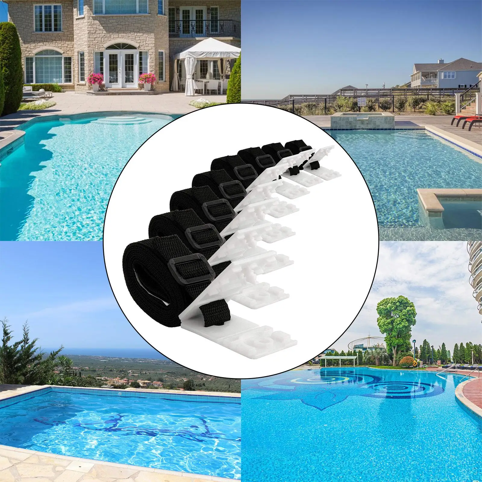 8pcs Pool Cover Straps, Solar Cover Roll Straps, Easy to Install Pool Cover Roll