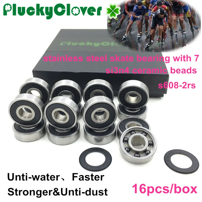 

16pcs Waterproof Roller Skates Bearing 608 Inline Speed Skating Race Skateboard Scooter Drift Dance Board Bearing 608 Washable