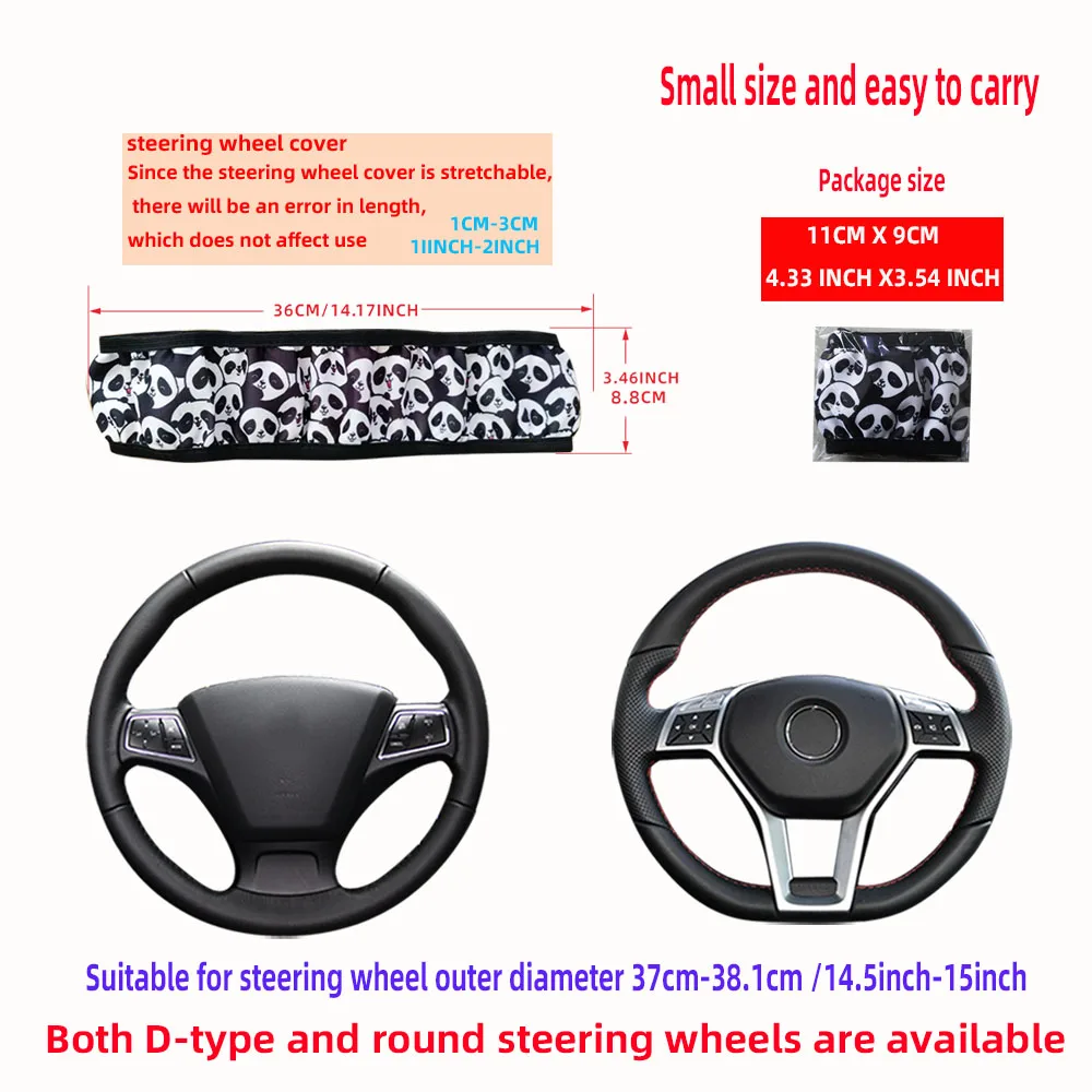 Blumen-Panda-Spinnennetz-Stoff Rutschfester Lenkradbezug ohne Innenring Autozubehör Geeignet für 14,5-15 Zoll – Detail 12