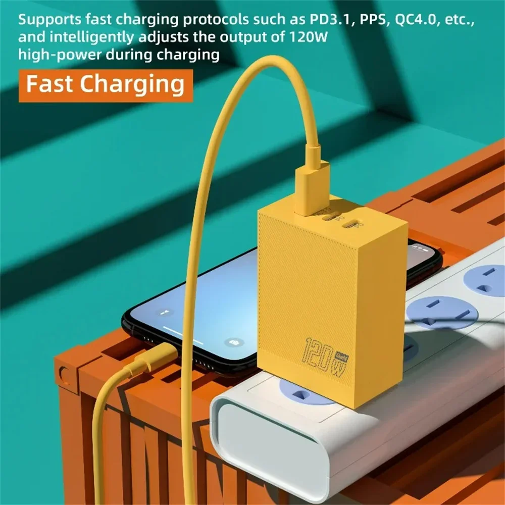 GaN Charger 120W USB Type C Fast Charging PD GaN Charger Mobile Phone Quick Charge Wall Adapter for Oneplus IPhone 16 Pro Xiaomi