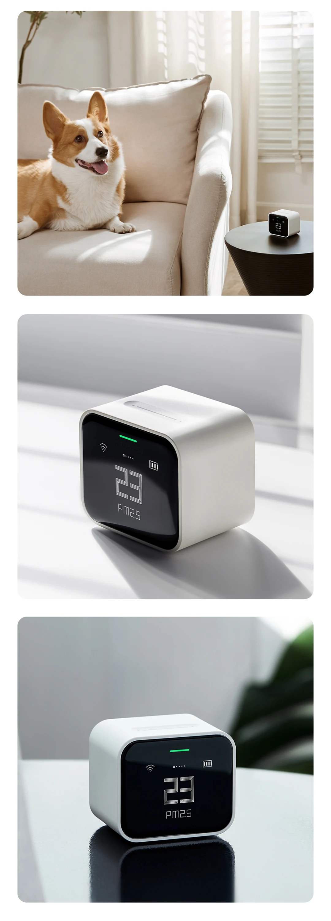 Xiaomi Qingping Air Detector Lite Retina Touch Screen CO2 PM2.5 PM10 Temperature Humidity Monitor Work Mihome App Apple Homekit