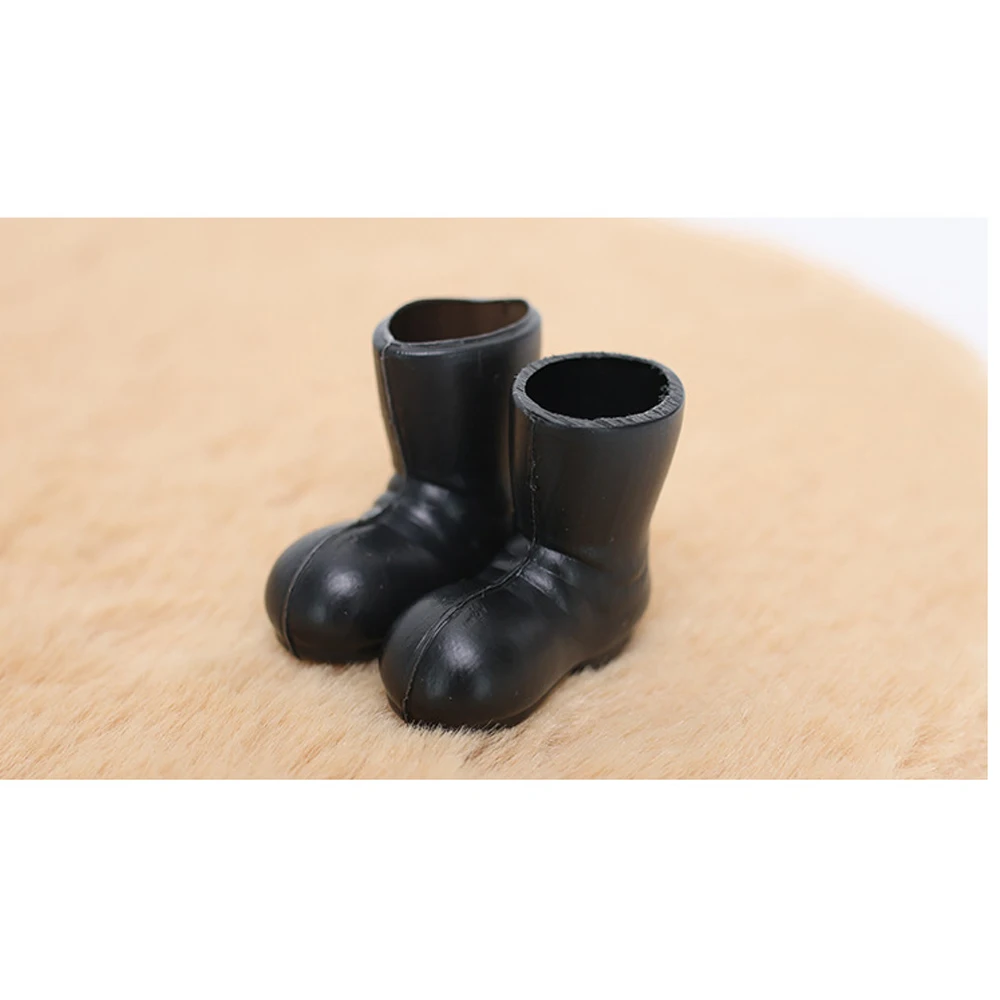 1:12 Doll House Mini Santa Shoes Simulation Big Toe Santa Claus Shoes Model Black Christmas Boots