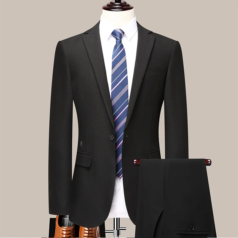 

Высококачественный деловой Повседневный (костюм + брюки) Свадебный костюм Стильный Эластичный костюм комплект из двух предметов полиэстер четыре сезона