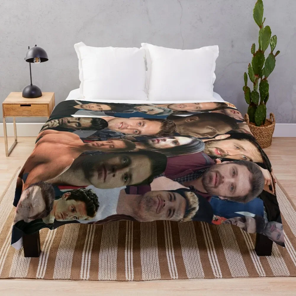 

Sebastian Stan photo collage Throw Blanket Shaggy Blanket For Sofa Thin Plaid on the sofa