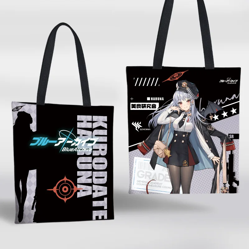 Anime Game Blue Archive Canvas Bag Large Capacity Handbags Shoulder Bag For School Students Teenager Cartoon Printed Tote Bags