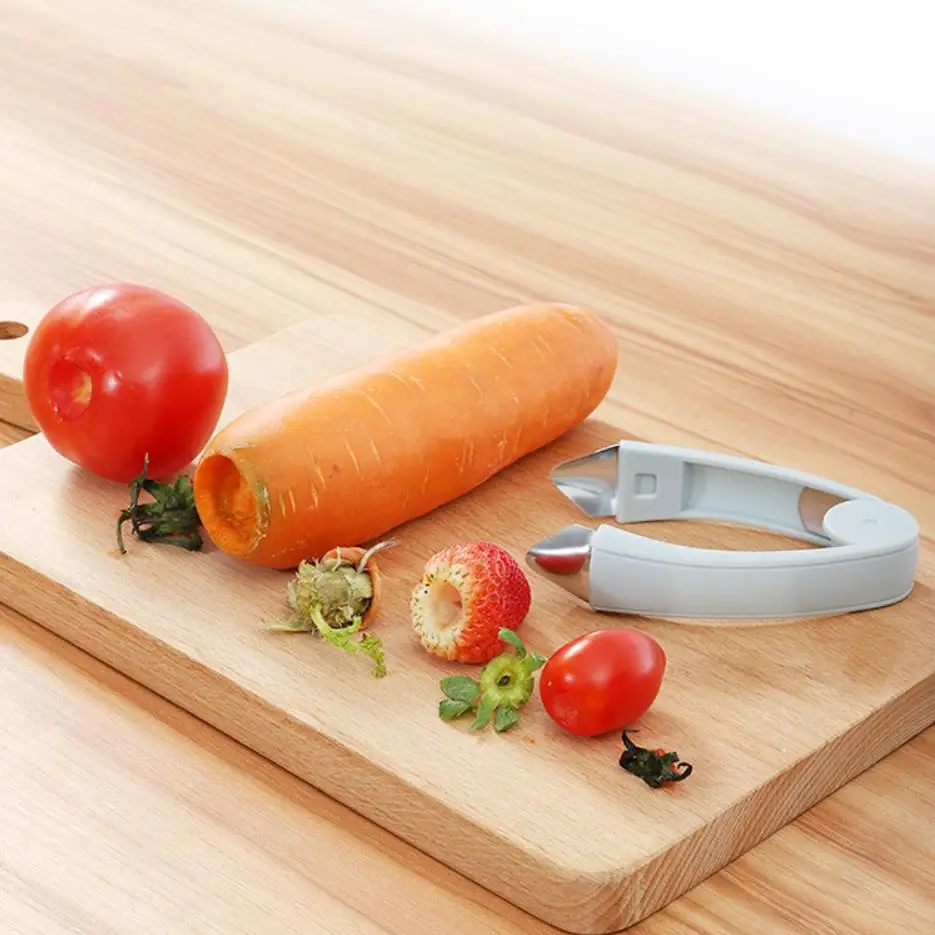 Stainless Steel Tomato Stem Strawberry Leaf Remover Pineapple Seed Cutter Fruit Shelling Tweezer Kitchen Machine Slicer Gadget Fruit Stem Remover