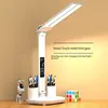 LED Clock Desk Lamp USB Rechargeable/Plug-In Dimmable Desk Lamp 2Heads 180 Rotatable Foldable Eye Protection Reading Night Light 1