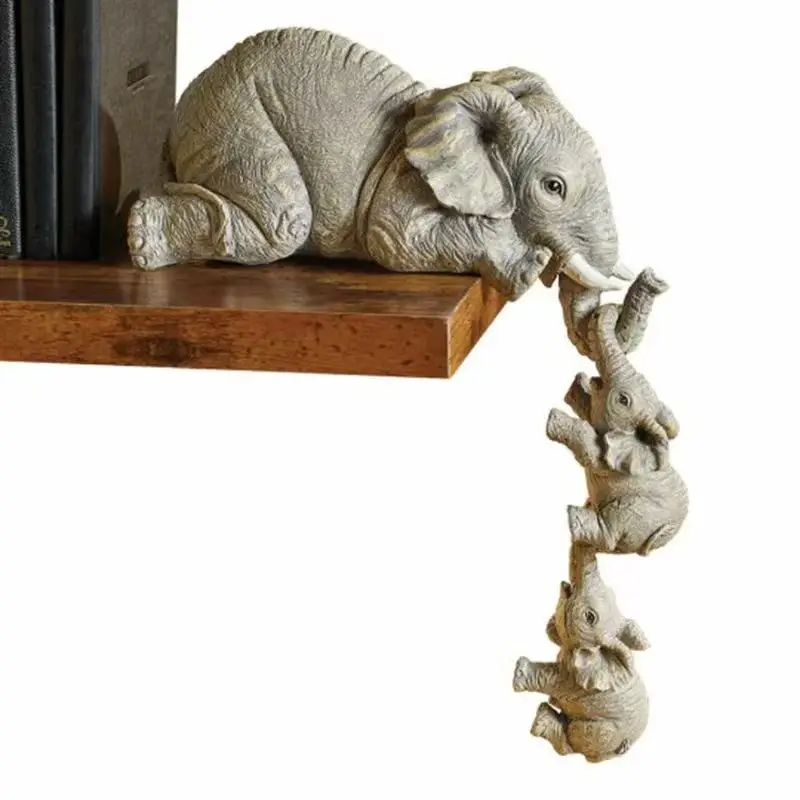 Elephant resin crafts Elephant Set of 3 Mother's Day and Thanksgiving Gifts Home Outdoor Decorative Small Ornaments Resin Hand-Painted Statues