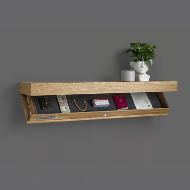 Wood Floating Wall Shelves Magic Flap Hidden Shelf With Secret Compartment Wall-mounted Storage Wood Furniture Storage Box 4