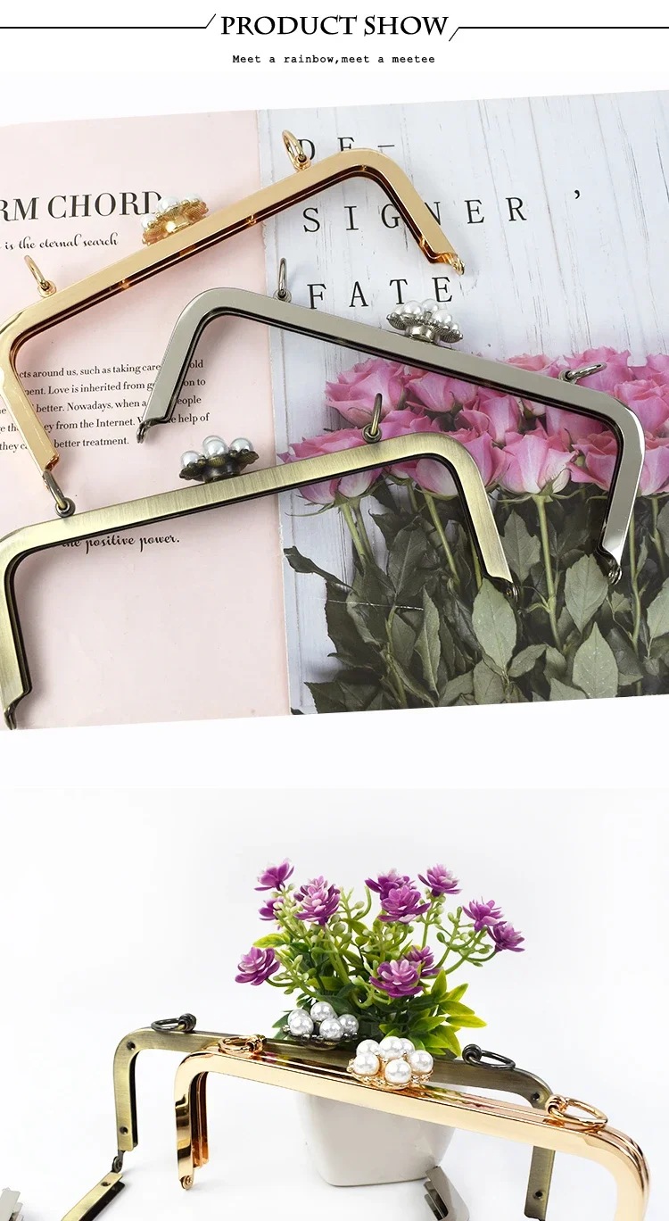 1/2Pcs Deepeel 20cm Metal Purse Frame Bag Handle Handbag Kiss Clasp Woven Bags Sewing Brackets Handles Crafts Accessories