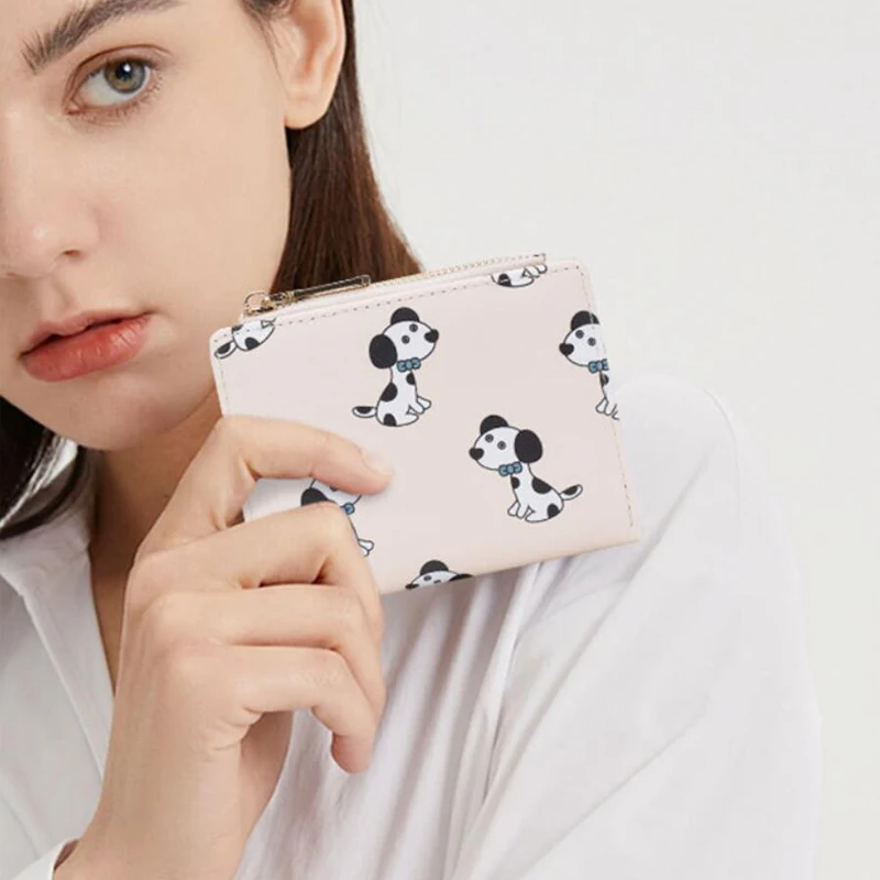 New Cute Cartoon Dog Women Wallets Coin Purses Female Leather Short Wallet Ladies Girls Card Holder Bifold Small Money Bag